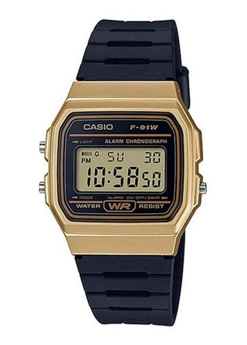 Reloj Casio F-91wm-9a Clásico Digital Negro Dorado -original