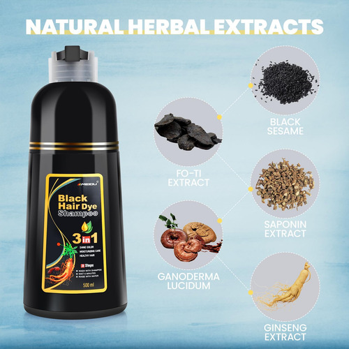 Shampoo De Tintura De Cabelo Preto Meidu 3 Em 1 Para Cabelos