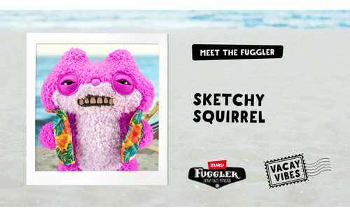 Pelúcia Fuggler Vacay Vibes 23cm Sketchy Squirrel Lançamento Lilás