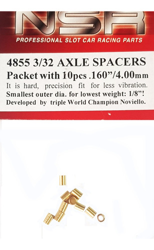 Autorama Espaçador Nsr P/ Eixo 3/32 Em Latão - 4,00mm  #4855