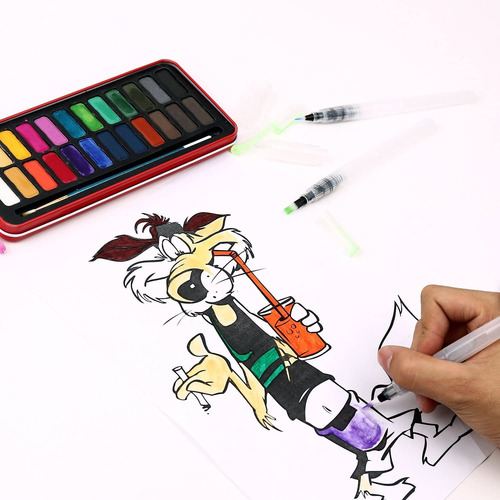 Imagen 8 de 9 de Pincel Con Deposito De Agua Para Acuarela Water Brush 6 Pzas