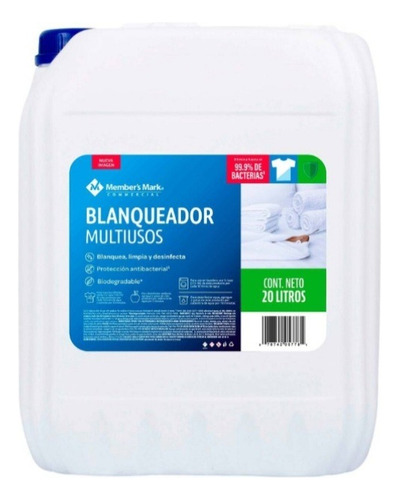 Blanqueador Líquido Multiusos Desinfecta Member's Mark 20 L