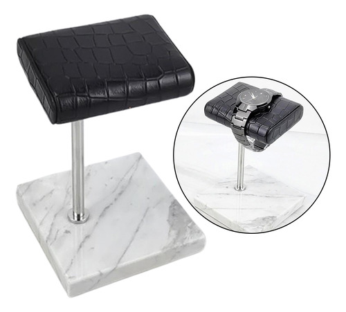 Soporte De Reloj Estable De Mármol Y Cuero De Pu Y Plata
