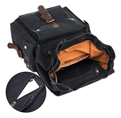 Kattee Mochila De Cuero Y Lona Para Hombre Mochila Escolar G
