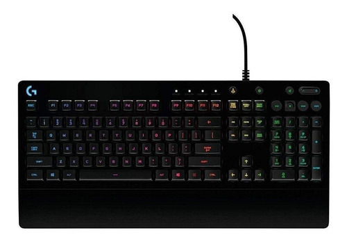 Teclado gamer Logitech G Serie G Prodigy G213 QWERTY portugués Brasil color negro con luz RGB