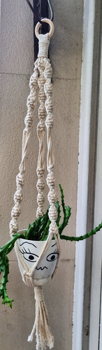 Macetero Colgante - Portamaceta Macrame Crudo Sil