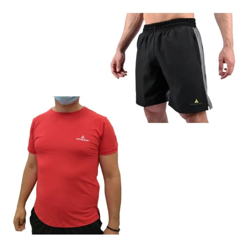 Combo Ulux Rjo! Remera Deportiva Hombre + Bermuda Microfibra