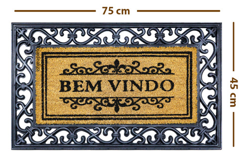 1 Tapete Porta Capacho Fibra Coco Antiderrapante 45x75 Im1pr