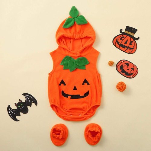 Bebé Recién Nacido Niños Niñas Halloween Disfraz Romper Calabaza Vestido Con Capucha Body Ropa Con Calcetines