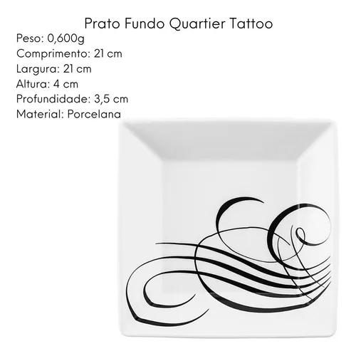 Xícara de Chá Oxford GD02-2414 Tattoo 200ml com Pires 