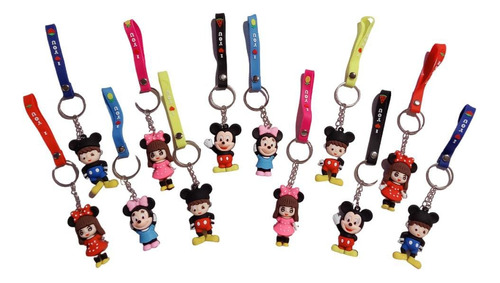 12 Llaveros Mickey, Mini, Kawai Regalo Souvenirs, Cumpleaños