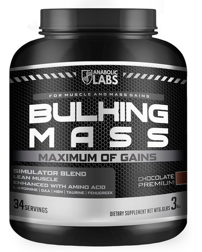 Hipercalórico Bulking Mass 3kg Anabolic Labs Sabor Chocolate