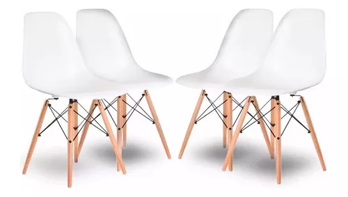 Silla Eames X4 Diseño Living Comedor Cocina Full Baires4 Cantidad de sillas por set 4 Color de la estructura de la silla Blanco
