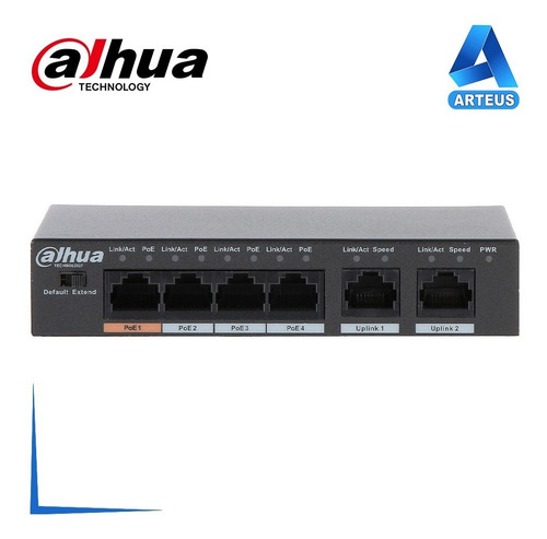 Dahua Pfs3006-4et-60 - Switch Poe 6puertos 10/100 - 4poe 60w