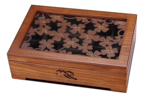 Jewelry Boxes Solid Wooden Hand Carved Flowers Display Case