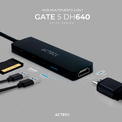 Acteck Hub Usb C 3.2 Macho - 1x Hdmi, 1x Usb 2.0, 1x Usb 3.0