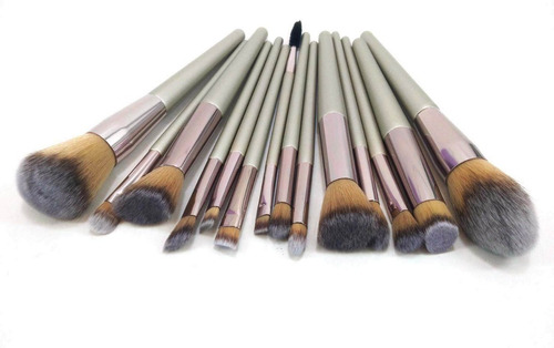 Imagen 8 de 10 de Set Profesional Maquillaje 14 Brochas Y Pinceles En Estuche