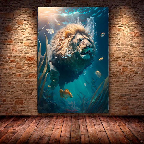 Cuadro-leon 14-moderno,decorativo,95x65cm-16k Resolución