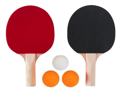 Set  Par Paleta De Ping Pong + 3 Bolas 