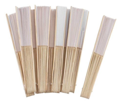 Abanico De Mano De Tela De Color Blanco De 21 Cm Por Lote, A