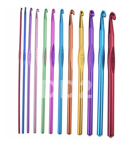 Juego De 12 Agujas De Crochet Metal Acero Inoxidable Origina