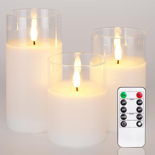 Velas Led Souvenir Decoracion Llama Control X3 Transparente Blanco