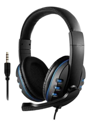 Fone De Ouvido Gamer Com Microfone Headset Pc Ps4 Celular Cor Azul