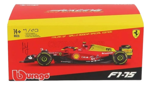 Burago 1:43 Ferrari F1-75 C. Sainz 2022 75th Aniversario