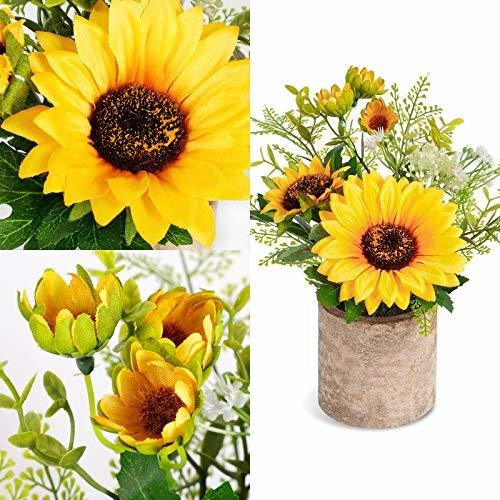 Cocoboo Plantas Artificiales En Macetas De Girasol Flor Amar