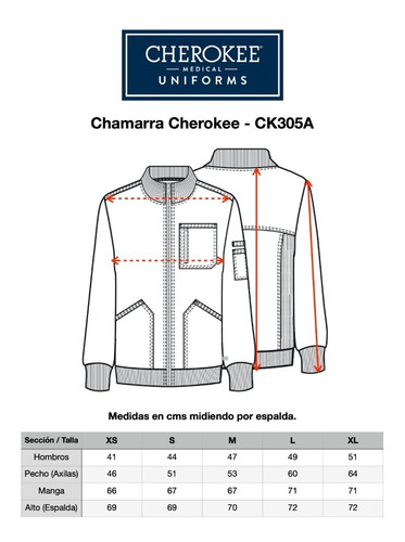 Cherokee Ck305a Chamarra Quirúrgica Médica Clínica Hombre