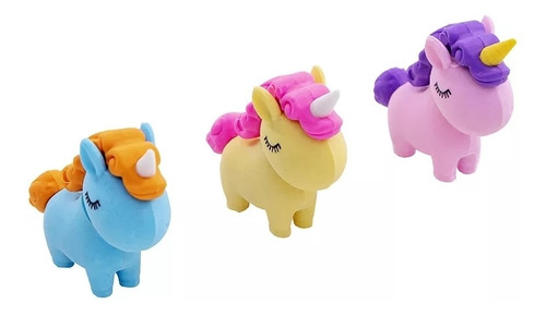 Pack X 7 Borrador En Forma De Unicornio Kawaii