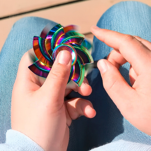 Fidget Spinner Estrella Tornasol Metal 100% Calidad Grande Color Torbellino