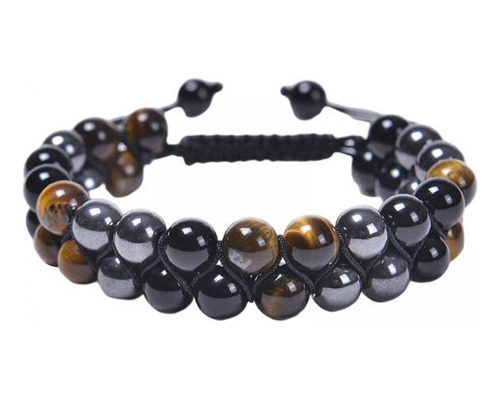 2 Pulsera Ajustable Piedra De Hecha A Mano Significado Negro