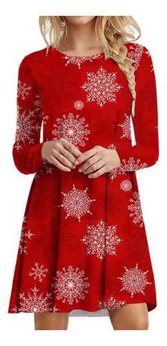 Vestido En U Para Mujer Con Estampado De Árbol De Navidad, M