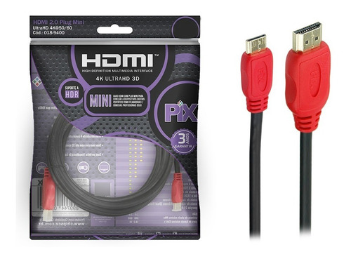 Cabo Mini Hdmi X Hdmi 2 Metros 2.0 Ethernet  4k Ultra Hd