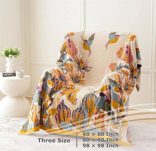 Manta Boho Cama, 100% Algodón Ultra Suave, Rústica, E...