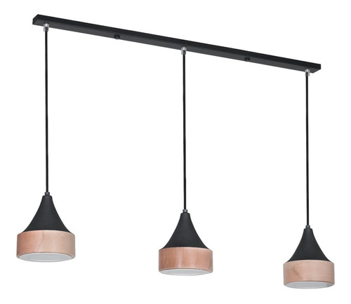 Lampara Colgante Sofia 3 Luces Madera Led Vg