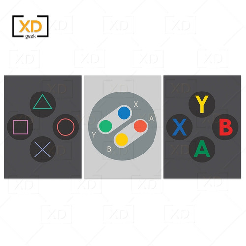 3 Quadro Decorativo Game Playstation Xbox Nintendo 20x30 Mdf