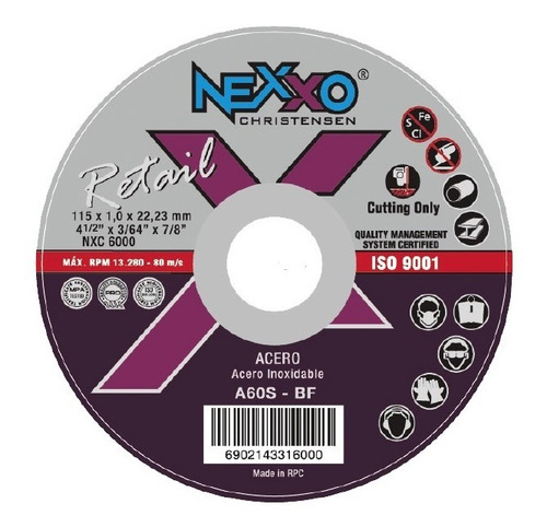 Disco Corte Metal 4 1/2 X1mm Nexxo Caja 50u