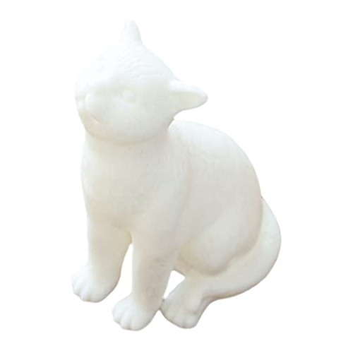 Ornamento Gato Blanco Miniatura Cerámica Escritorio