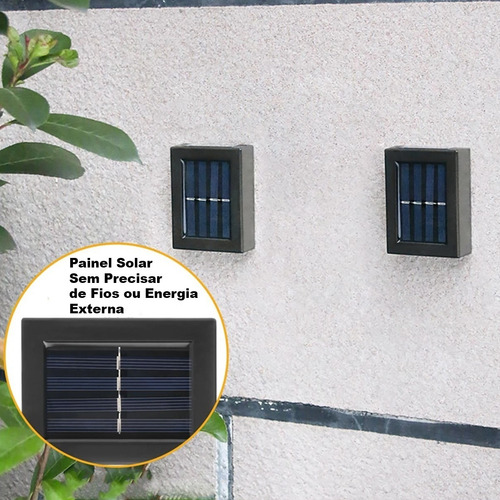 Imagem 5 de 6 de 2 Arandela Luminária Solar Led Parede Externa Branco Quente