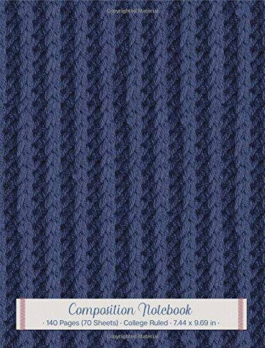 Composition Notebook Knit Crochet Dark Blue Sweater Cover; C