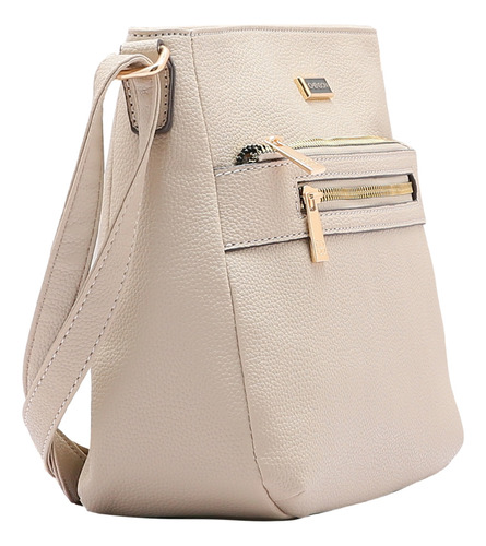 Bolsa Feminina Envelope De Lado Transversal Chenson Cor Bege Desenho Do Tecido Lisa