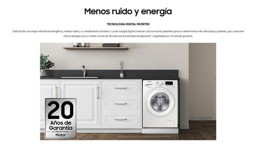 Imagen 7 de 10 de Lavarropas Inverter Samsung Ww65a4000eeu 6.5 Kilos Blanco