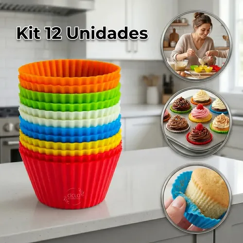 Ciclo Alternativa Kit 12 Formas De Silicone Antiaderente Cupcake Boli