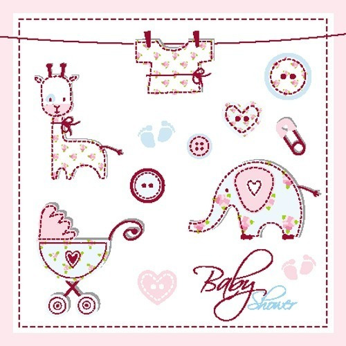 Kit Vectores Baby Shower Elefante Jirafa Vintage Shabby Chic