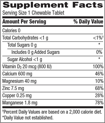 155chewable Calcio 600 Vitamina D3 Minerales / Hueso Dientes Sabor Fruta Natural