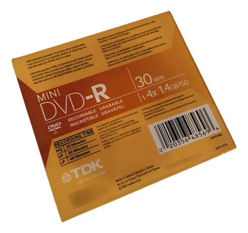 Mini Dvd-r Tdk 30 Min 4x 1.4gb
