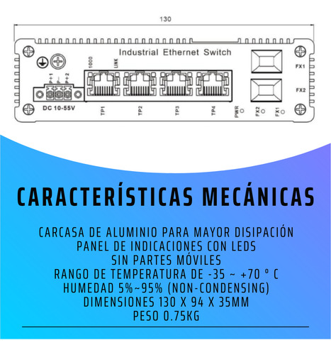 Switch Industrial - Poe 2p Fibra - 4p Ethernet