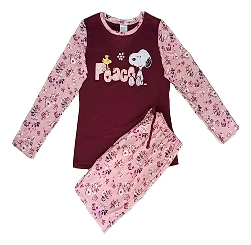 Pijama Snoopy Para Mujer Woodstock Peace Blusa Y Pantalon 
